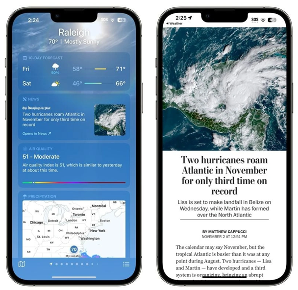 云阳苹果14维修分享iPhone 14手机如何看天气时顺带看新闻 