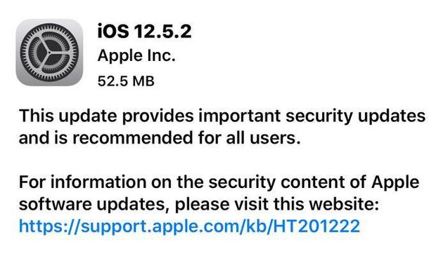 云阳苹果手机维修分享iOS12.5.2发布，建议所有老苹果用户安装 